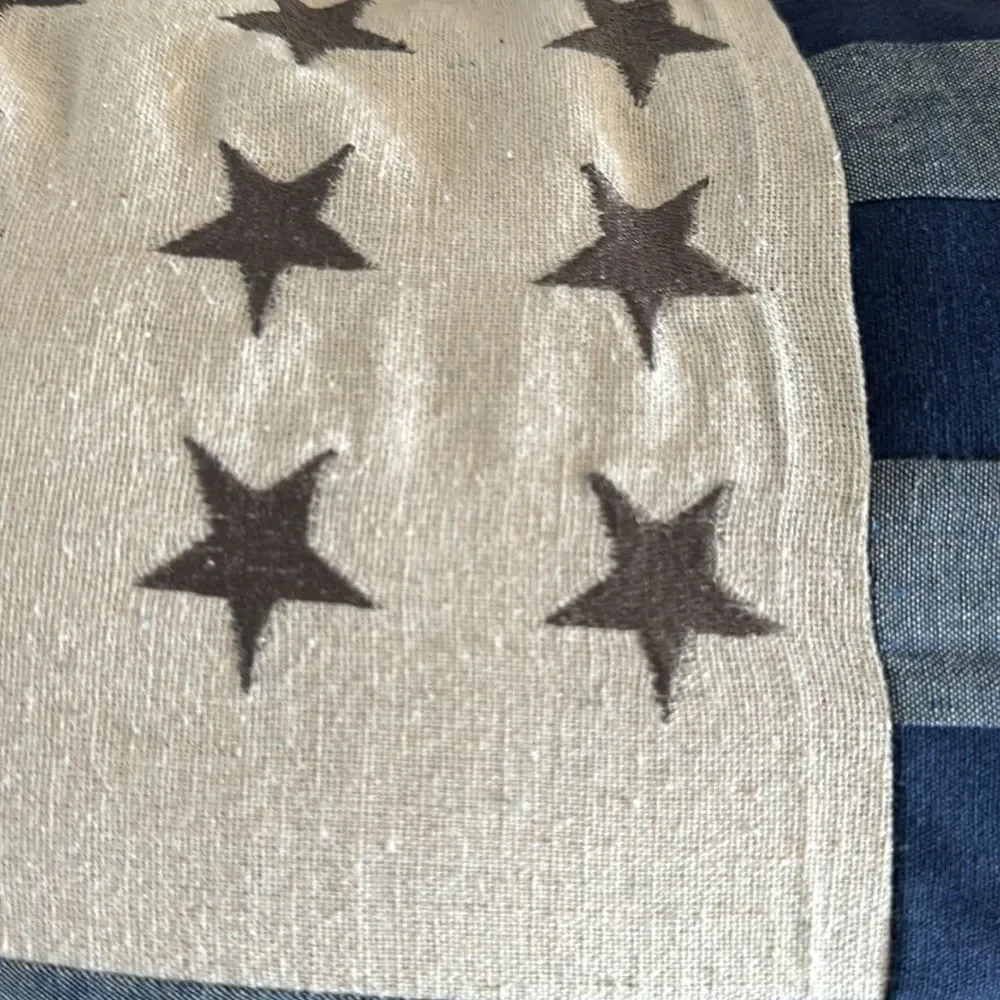 Max Studio Set of 2 Flag Design Throw Pillows Blue Silver Ivory Size 23” x 13”